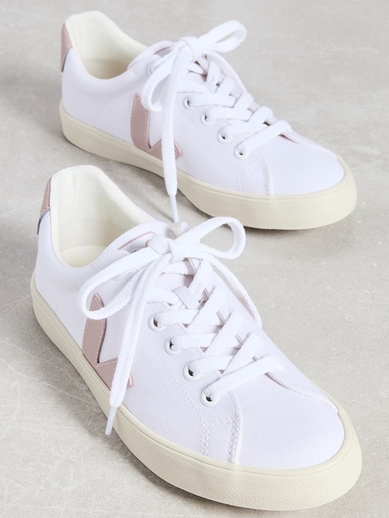 Veja Shoes - Veja Esplar SE White Canvas Sneakers Pink Logo 8